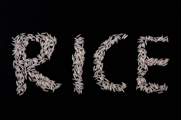 Rice Closeup Rice Black Background — Stock Photo, Image