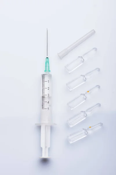 Fecskendőt Lezárni Ampullák Injekcióhoz — Stock Fotó