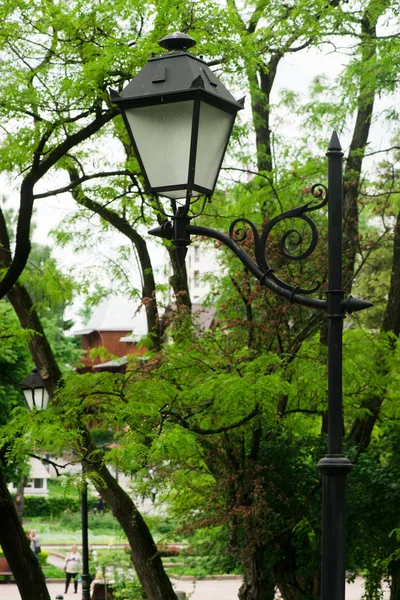 Lampada Sulla Strada Pilastri Con Illuminazione Lampione Stradale — Foto Stock