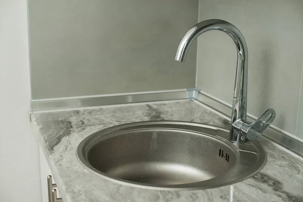 Sink Kitchen Smesitel Close — Stock Photo, Image