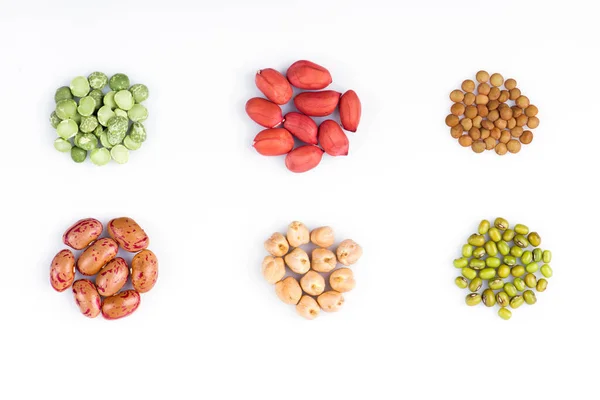 Gros Plan Sur Les Cacahuètes Lentilles Ferment Pois Chiches Gros — Photo