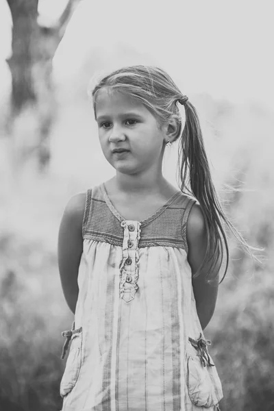 Black White Portrait Little Girl — Stock Photo, Image