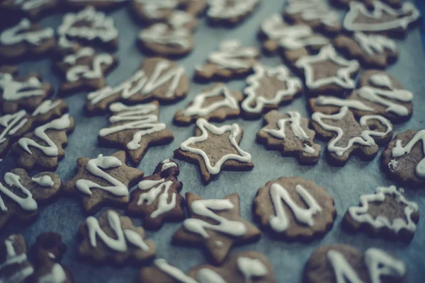 Galletas Vainilla Hoja Papel Hornear Blanco — Foto de Stock