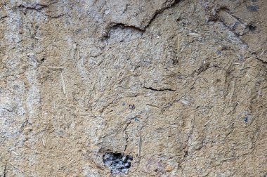 Kil ve saman yapılmış eski bir ev eski bir duvar dokusu.