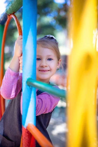 Little Cute Girl Playground Summer — Stock Photo, Image