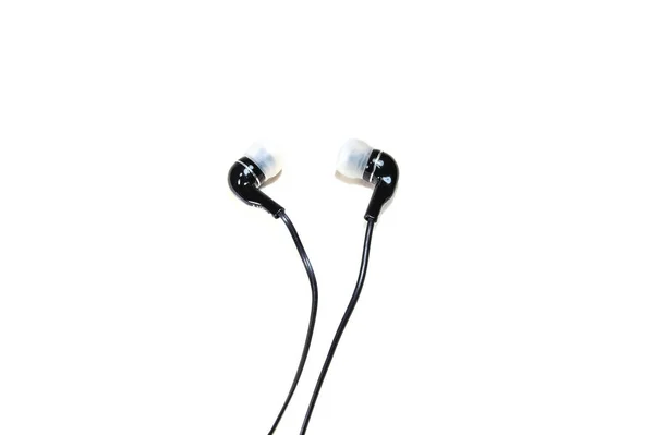 Pair Earbuds Isolated White Background Small Headphones Music — Stock Photo, Image