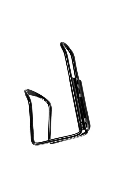 Clipe Garrafa Água Metal Preto Bicicleta Isolado Fundo Branco — Fotografia de Stock