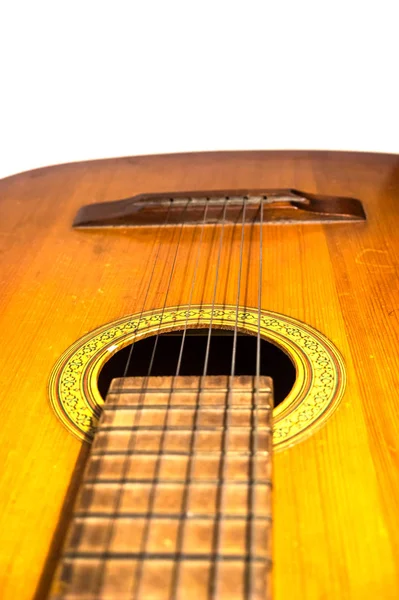 Detalhe Guitarra Acústica Antiga — Fotografia de Stock