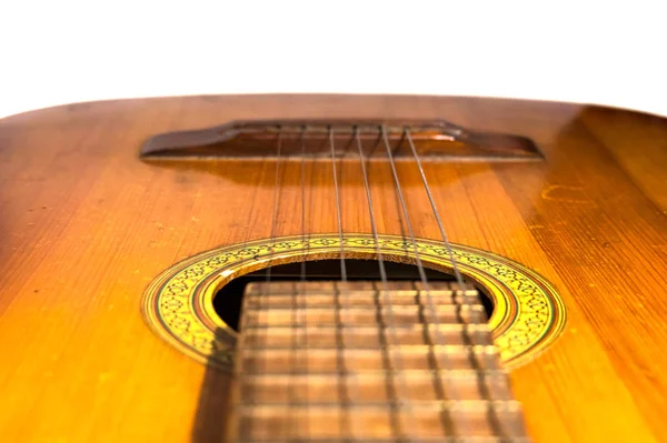 Detalhe Guitarra Acústica Antiga — Fotografia de Stock