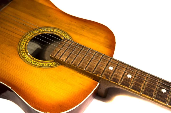 Szczegóły Stara Gitara Akustyczna — Zdjęcie stockowe