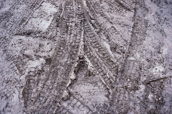 Αποτυπώματα ελαστικών στη λάσπη — Φωτογραφία Αρχείου