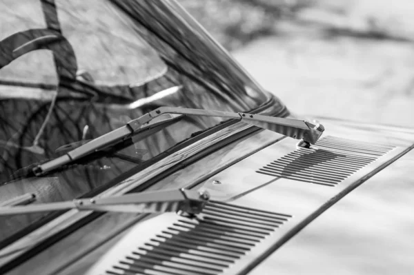 Rarity car wipers. Monochrome photo.