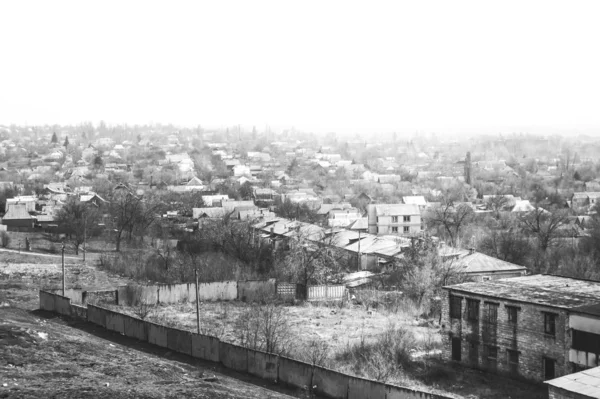 Monochrome photo of the part of small town — Stock Photo, Image