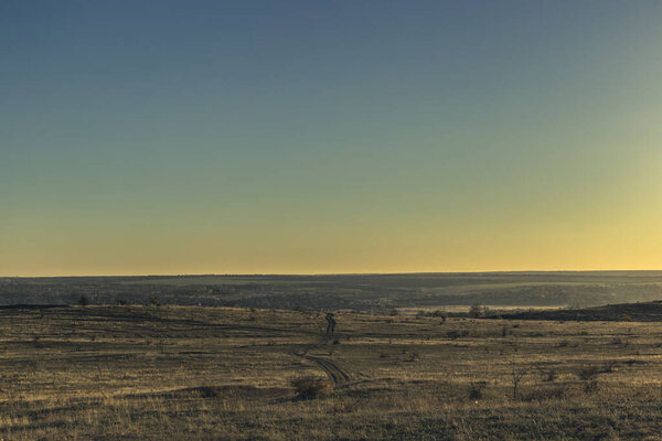 Дорога в поле, ведущая в старую деревню.
