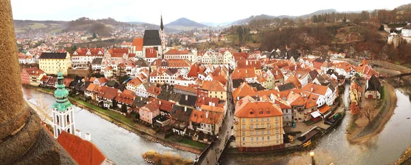 Panorama Aerial View Cesky Krumlov Situs Warisan Dunia Unesco Republik — Stok Foto