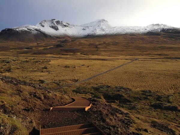 Blick Vom Gipfel Des Saxholl Vulkans Snaefellsjokull Snaefellsnes Peninsula Vesturland — Stockfoto