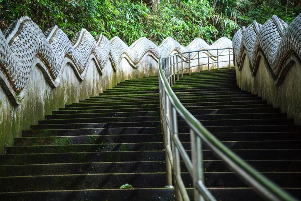 Безопасные Перила Помогают Подниматься Лестнице Два Нага Стража Гору Храму — стоковое фото