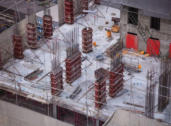 Indústrias Construção Arranha Céus Concreto Canteiro Obras Alto Lugar Projeto — Fotografia de Stock