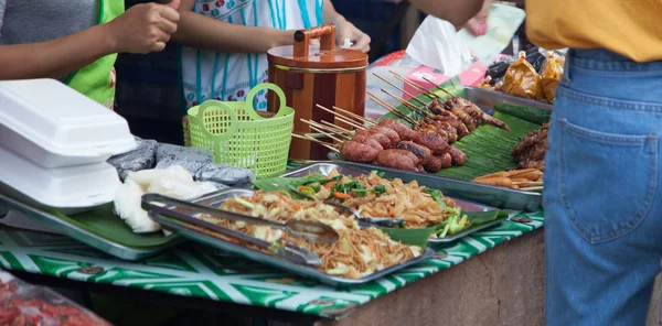 Traditional Thai Food Market Stall Selling Varieties Street Food Fast — Stock Photo, Image