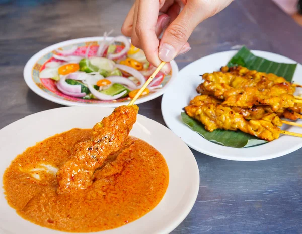 Hidangan Pembuka Dari Resep Makanan Jalanan Tradisional Thailand Pork Satay — Stok Foto