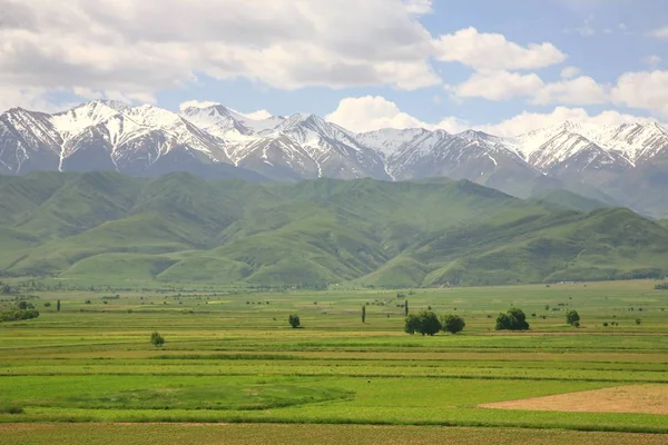 Bella Panoramica Bishkek Con Montagne Tian Shan Del Kirghizistan — Foto Stock