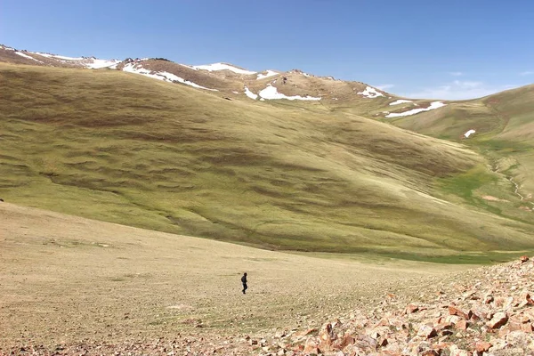 Belo Cenário Lago Song Kul Naryn Com Montanhas Tian Shan — Fotografia de Stock