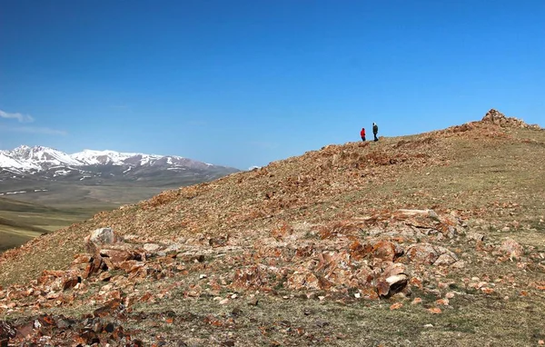 Hermoso Paisaje Lago Song Kul Naryn Con Las Montañas Tian — Foto de Stock