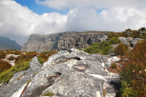 Table Mountain Egy Mérföldkő Kilátással Város Cape Town Dél Afrikában — Stock Fotó