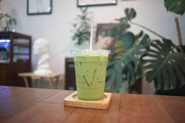 Thé Vert Glacé Dans Café — Photo