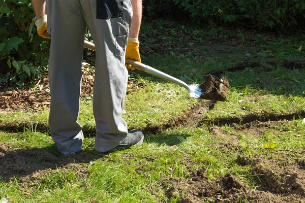 Rasenkante Garten Anlegen — Stockfoto