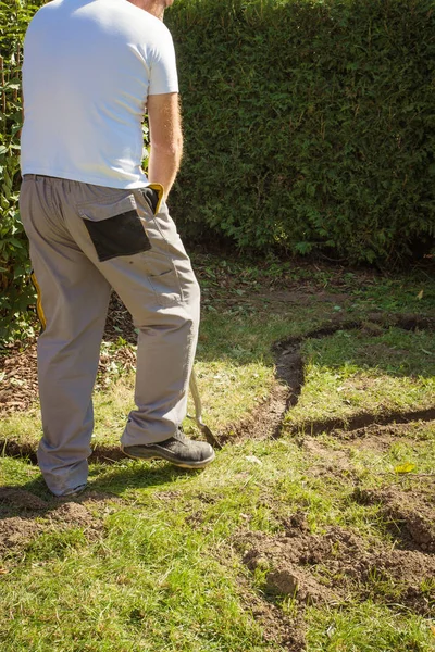 Rasenkante Garten Anlegen — Stockfoto