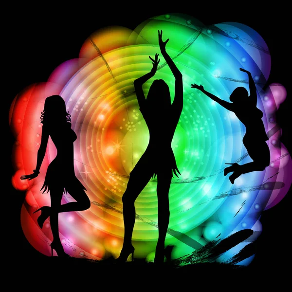 Dancing Silhouettes Colored Background — Stock Photo, Image