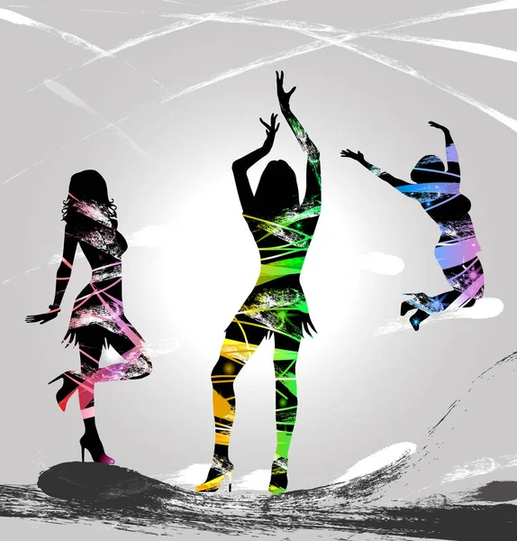 Party Night Dancing Silhouettes — Stock Photo, Image