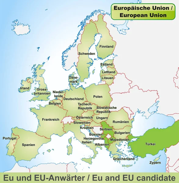 Mapa Unión Europea Sus Países Candidatos —  Fotos de Stock