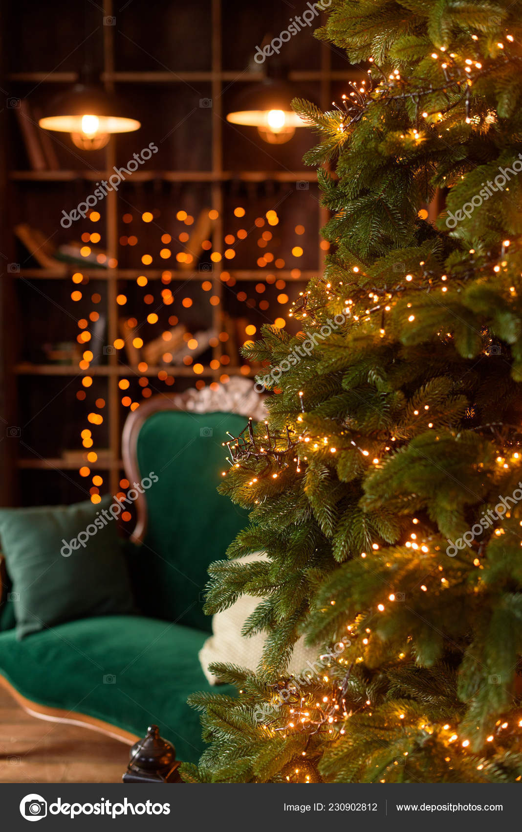 Vintage Christmas Living Room Interior Christmas Tree