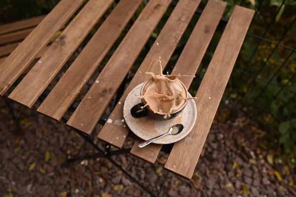 Caída Cubo Azúcar Café — Foto de Stock