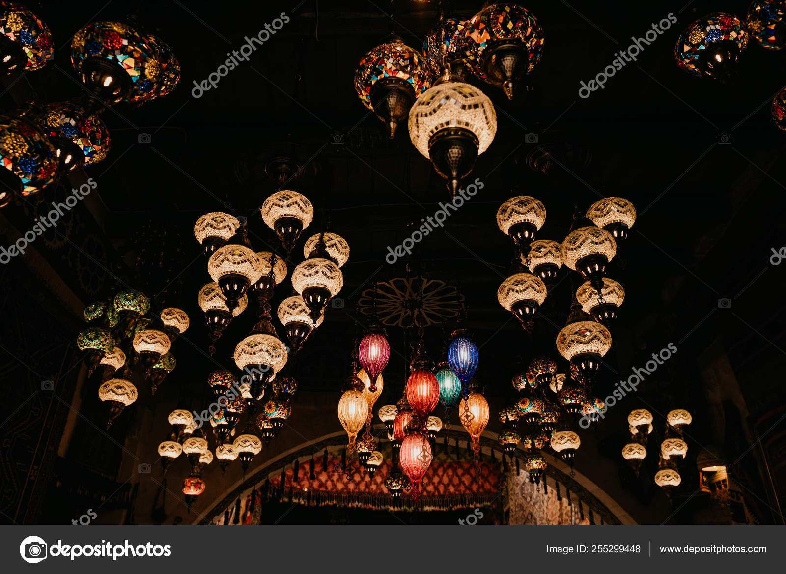 Multi Colored Turkish Ceiling Lights Stock Photo