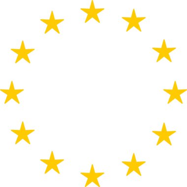 Daire olduğu gibi Avrupa Birliği veya AB bayrağı altın yıldız