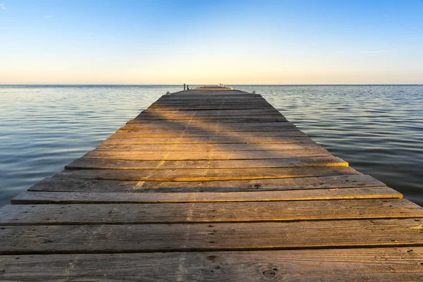 Shadows Cut Wooden Jetty Sunset — Stock Photo, Image