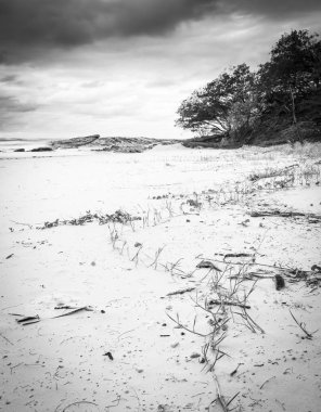 Avustralya plaj gündoğumu Deadmans plajda, Queensland siyah beyaz Stradbroke Adası