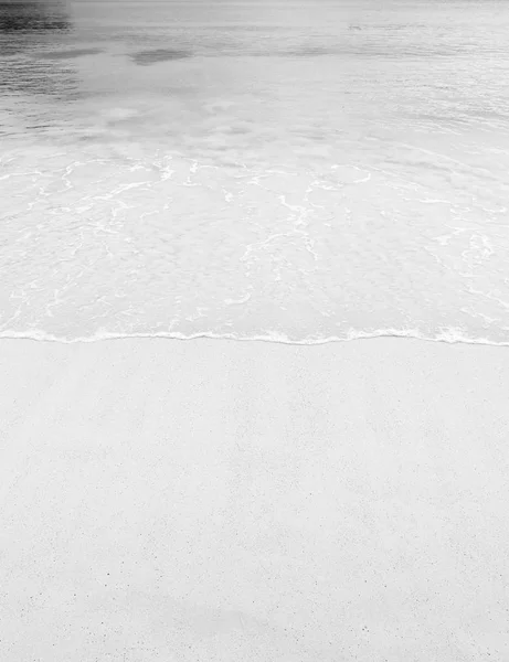 Praia Cena Fundo Areia Quente Tropical Água Clara Lambendo Costa — Fotografia de Stock