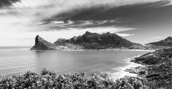 Panorama Hout Bay Perto Cidade Cabo África Sul Preto Branco — Fotografia de Stock