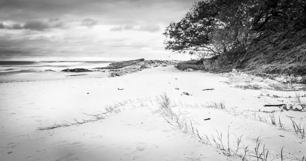 Stradbroke Island Beach Sunrise Deadmans Pláži Australském Queenslandu Černé Bílé — Stock fotografie