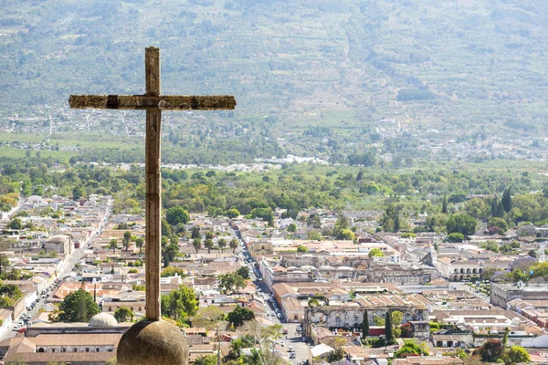 Mirador Del Cerro Cruz Sobre Ciudad Turística Antigua Guatemala Con —  Fotos de Stock