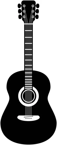 Acoustic Guitar Vector Illustration Black White — Stock Vector