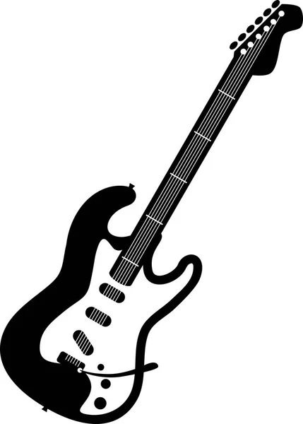 Electric Guitar Vector Illustration Black White — Stock Vector