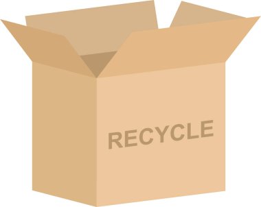 Hayır ya da çevre kavramları için sembol geri dönüşüm ile açık karton kutu vektör