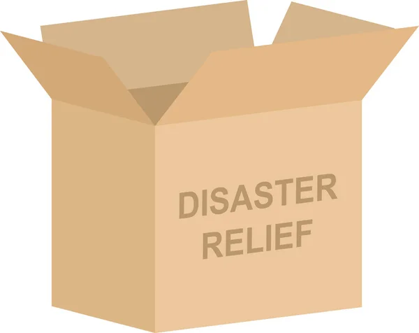 Vector Caja Cartón Para Concepto Caridad Socorro Desastres — Archivo Imágenes Vectoriales