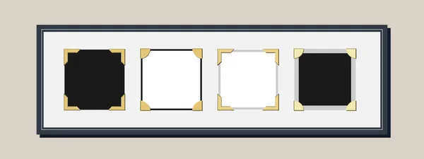 Vintage Stijl Foto Frame Vector Met Lege Ruimten Voor Foto — Stockvector