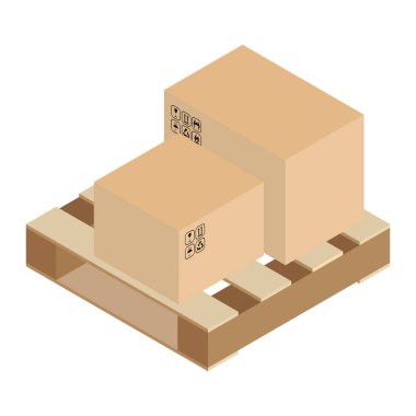 Palet sandıkta kutular vektör